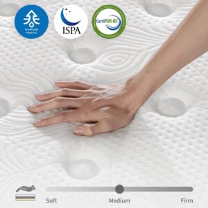 KOANTTI King Size Mattress,14 Inch Memory Foam Hybrid White King Mattresses,Pocket Spring King Mattress in a Box for Sleep Supportive Pressure Relief,Medium Firm Mattress.