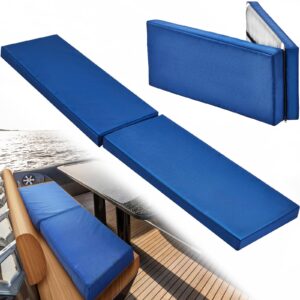 menkxi 71 x 15 x 2.76 inch boat seat cushion outdoor bench cushion waterproof boat cushions seats with a zipper in the middle for boat bench seat garden patio furniture indoor backyard seat pad, blue