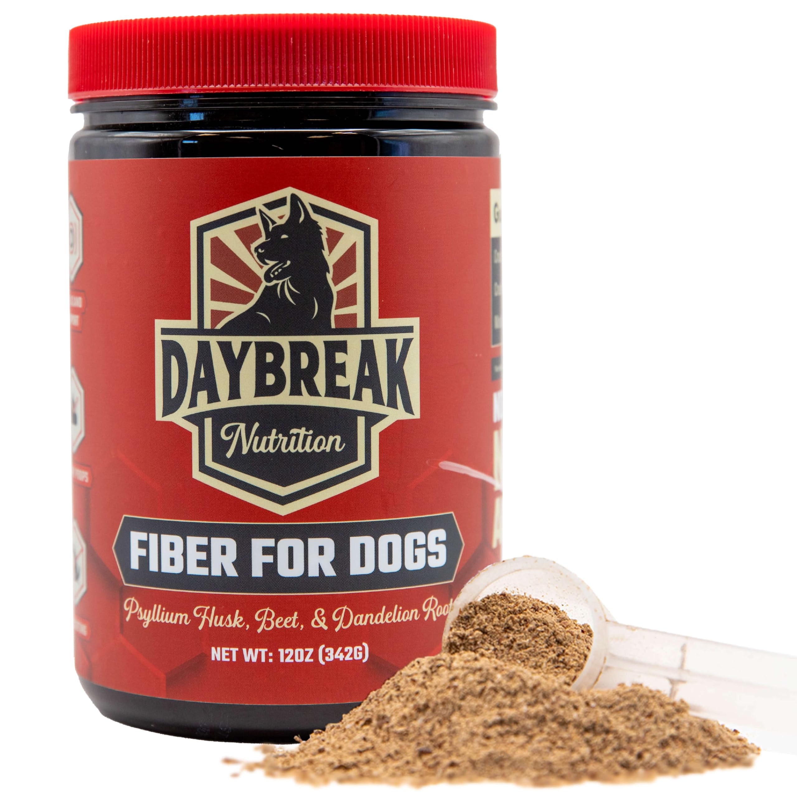 Daybreak Nutrition Fiber for Dogs Psyllium Husk, Beet Root, Dandelion Root, and Prebiotics to Aid in Relief from Diarrhea, Constipation, Anal Gland Issues, and Scoots