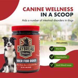 Daybreak Nutrition Fiber for Dogs Psyllium Husk, Beet Root, Dandelion Root, and Prebiotics to Aid in Relief from Diarrhea, Constipation, Anal Gland Issues, and Scoots