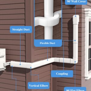 WEETALL 9 Ft Cover for AC Lines with Flexible Duct, Decorative Upgrade PP 3 Inch Line Set Cover for Ductless Mini Split Air Conditioner, Full Set Suitable for Heat Pumps Indoor & Outdoor