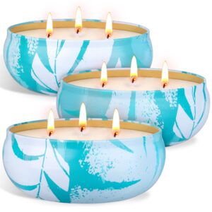 citronella candles outdoor,3 wick large citronella candle for patio, soy wax lemongrass candles pack of 3, scented candles for indoor outdoor garden backyard camping summer vacation