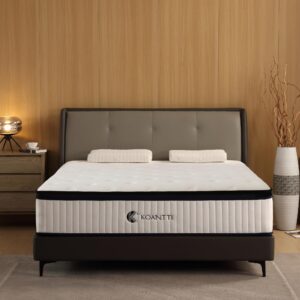 KOANTTI King Size Mattress,14 Inch Memory Foam Hybrid White King Mattresses,Pocket Spring King Mattress in a Box for Sleep Supportive Pressure Relief,Medium Firm Mattress.