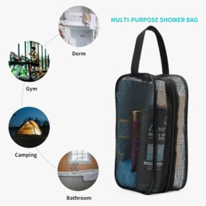 REDSINDA Mesh Shower Caddy Bag for Bathroom Gym Camping Portable Travel Mesh Toiletry Bag for Women Men (Black)