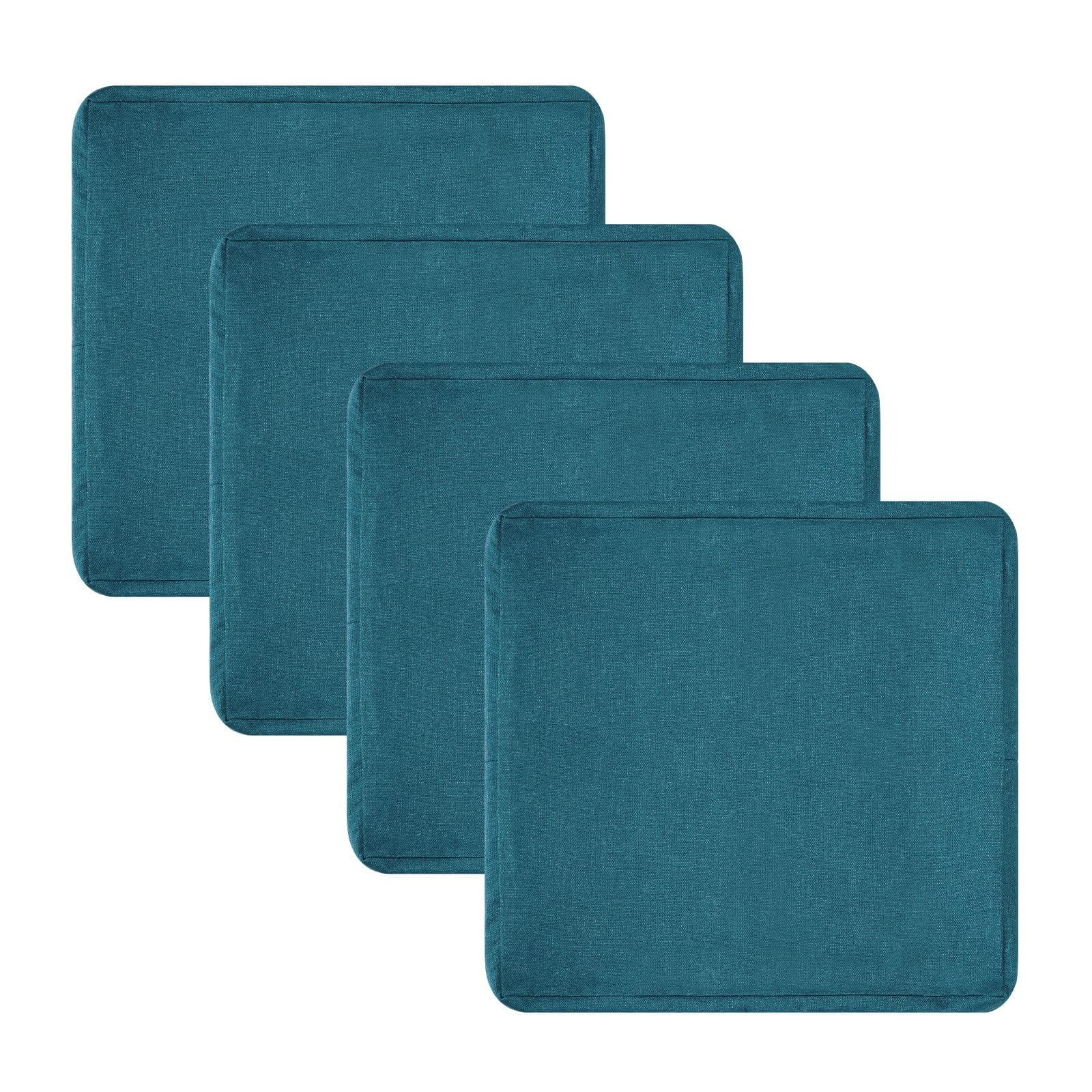 OutdoorLines Faux Linen Outdoor Cushion Covers Replacement 24"x24"x4", Waterproof Patio Cushion Cover for Outdoor Furniture, Outdoor Seat Cushion Covers for Patio, Garden (Set of 4, Teal, Cover Only)