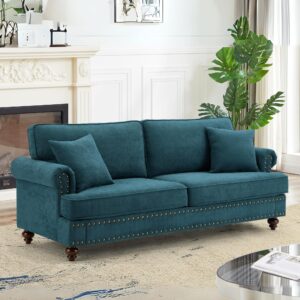 wunlerlant 82" modern sofa couch chenille upholstered couches for living room 3 seater green sofa couch with armrest & wood legs big comfy sofa couch with deep seats for living room apartment bedroom