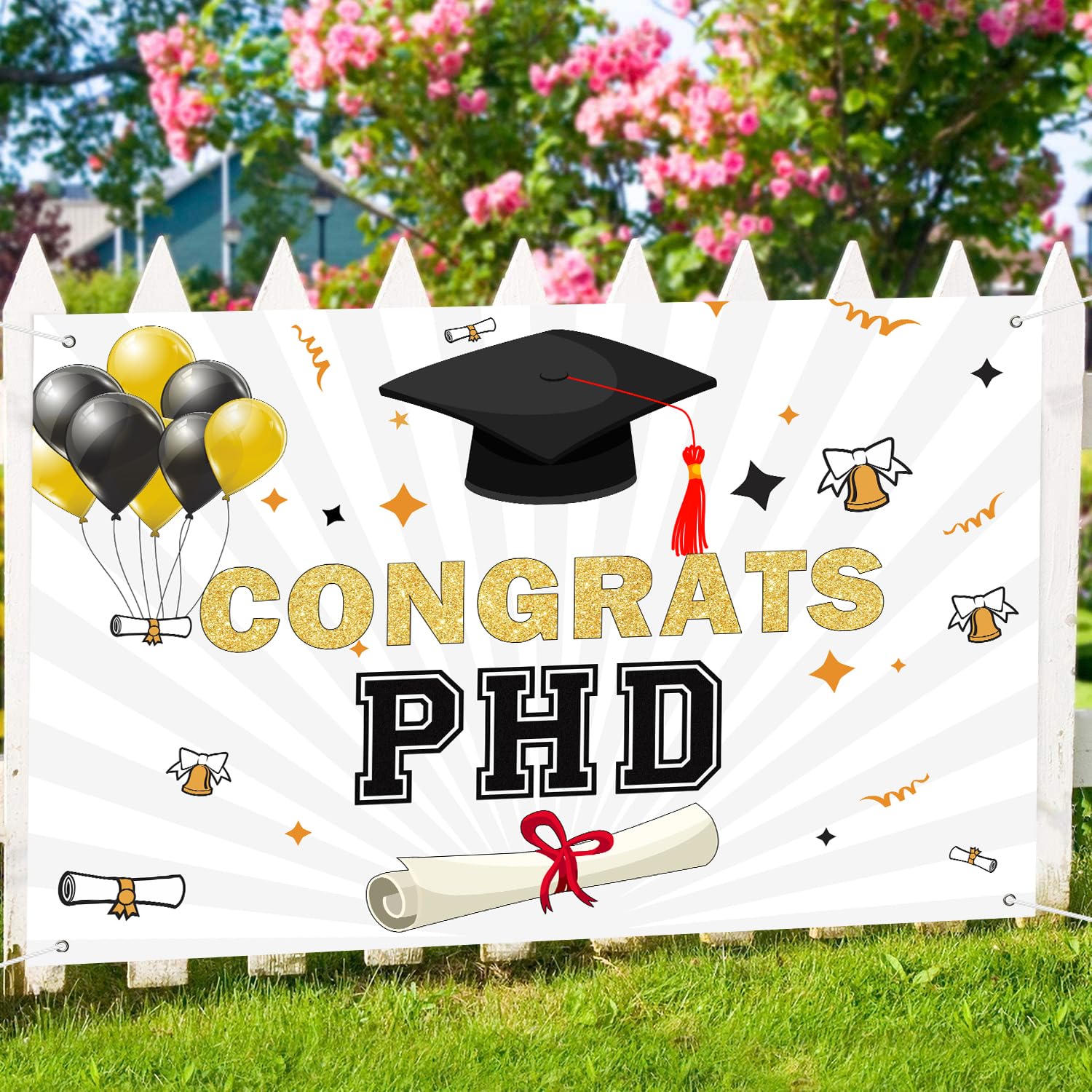 INNORU Congrats PHD Backdrop Banner, PHinally Done Graduation Photography Backdrop Durable Fabric Congrats Grad Banner Congratulations Graduate Graduation Party Decorations Photo Booth Props 6x4ft