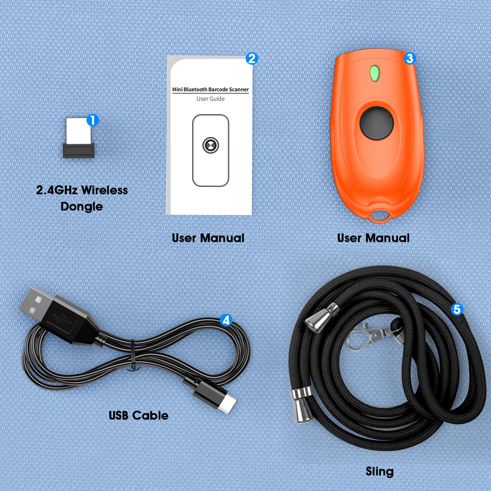 Symcode Bluetooth Barcode Scanner Mini 1D Small Portable Barcode Scanner 3-in-1 Bluetooth & 2.4G Wireless & USB Wired Barcode Scanner with Android,iOS,Computers,Windows