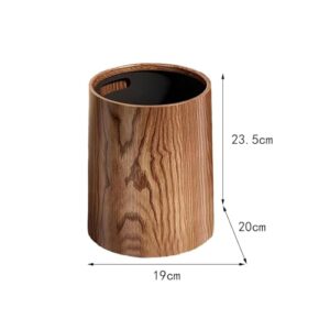 JISADER Wood Grain Trash Can Garbage Bin Portable Modern Without Lid Waste Bin Toilet Paper Basket for Powder Room Kitchen Restroom, 8L