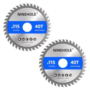 ninehole 2pack 4-1/2inch 40t circular saw blade with 7/8-inch arbor, tct carbide tipped teeth for cutting wood plastic composite materials (reduce ring 5/8 inch)