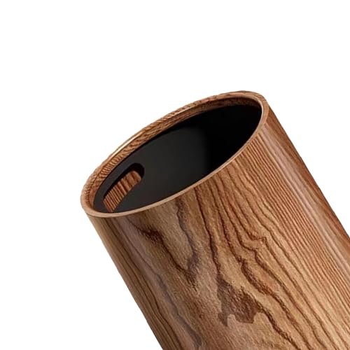 JISADER Wood Grain Trash Can Garbage Bin Portable Modern Without Lid Waste Bin Toilet Paper Basket for Powder Room Kitchen Restroom, 8L