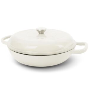 ufeh enameled cast iron dutch oven, 3.8 quart dutch oven pot with lid, non stick dutch oven cast iron pot, round oven safe up to 500°f for marinate, cook, bake, refrigerate and serve – cream white