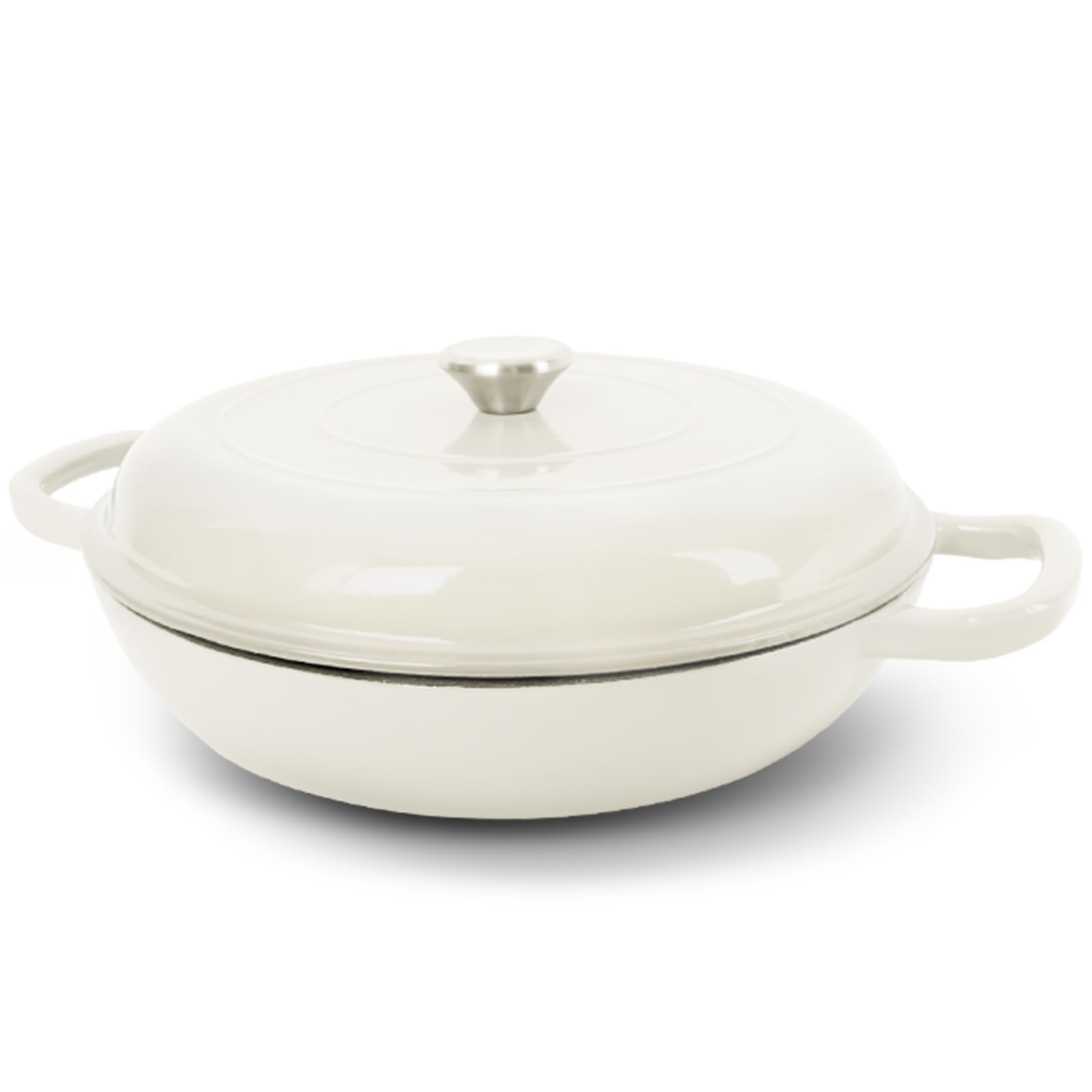 UFEH Enameled Cast Iron Dutch Oven, 3.8 Quart Dutch Oven Pot with Lid, Non Stick Dutch Oven Cast Iron Pot, Round Oven Safe up to 500°F for Marinate, Cook, Bake, Refrigerate and Serve – Cream White