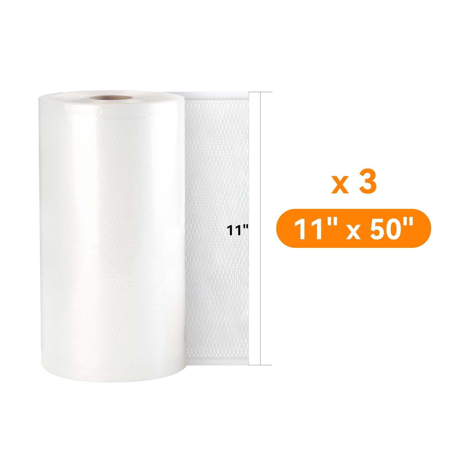 [2024 New] 11" x 50' 3 Rolls, Vacuum Sealer Rolls Bags for Food, Great for Food Storage, Sous Vide and Meal Prep, Wevac Lite