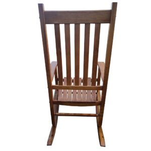 Porch Rocking Chair Outdoor and Indoor Use, Solid Eucalyptus Wood Rocker with Natural Finish, Front Porch Chairs for Patio Deck Garden Balcony, Backyard, Living Room, Adult Wooden Rocking (Brown)