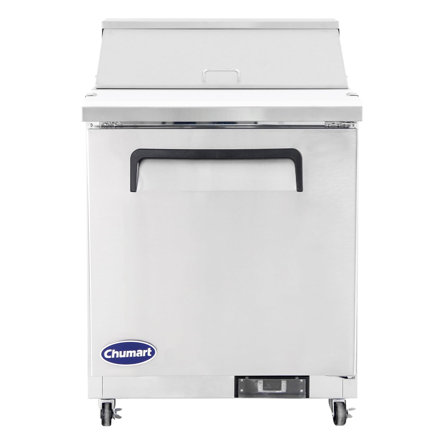 CHUMART 29" W Sandwich Salad Prep Table Refrigerator 9 Cu.Ft Commercial Refrigerators, Fan Cooling Food Prep Fridge with 8 Pans, Salad Bar with Cut Board for Buffet Restaurant, Bar, Shop, etc