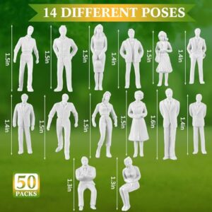 Namalu 50 Pcs Miniature People Architectural Model Trains White Unpainted Mini People Figures Standing and Sitting Mini People Diorama Figures for Architectural Project Miniature Scenes (1:50 Scale)