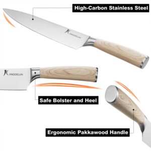 kangdelun 6 PCS Chef Knife Set with Gift Box, Ultra Sharp Kitchen Knives, Ergonomic Wood Handle