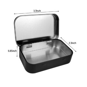 QIANCAIWANG 2 Pack Metal Box, Rectangular Tins Box Containers, Storage Box, Small Box with Lids for Tobacco, Cigarettes, Candy, Jewelry (Black)