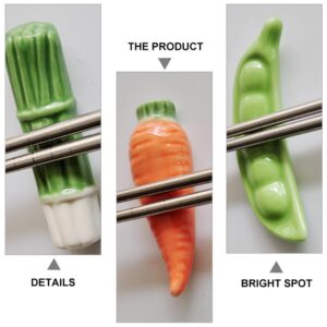 MAGICLULU 6pcs Ceramic Chopstick Rest Chopstick Stand Ceramics Chopsticks Rack Decor Vegetables Japanese Chopsticks Stand Porcelain Chopsticks Stand Vegetable Design Chopsticks Rack Solid