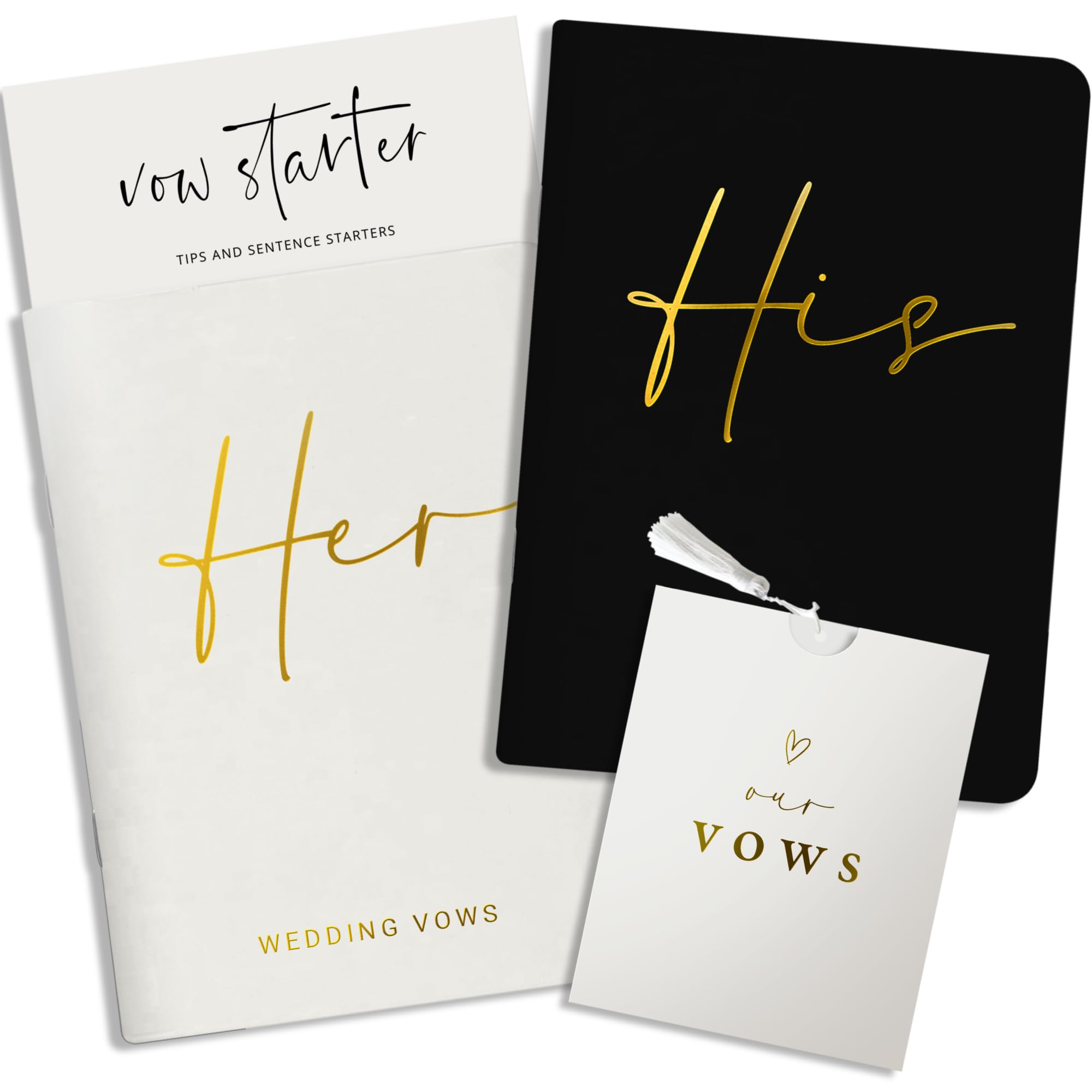 Wedding Vow Books His and Hers, Gold Foil Lettering & Keepsake Sleeve, Wedding Day Essentials, Beautiful His and Hers Gifts for The Bride and Groom (Black & White)