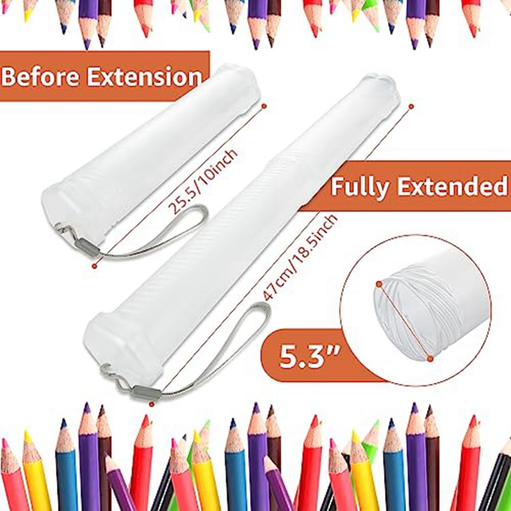 ALOEU 4 Piece Extendable Plastic Paint Brush Case Clear Long Paint Brush Holder Tube Storage Pencil Container