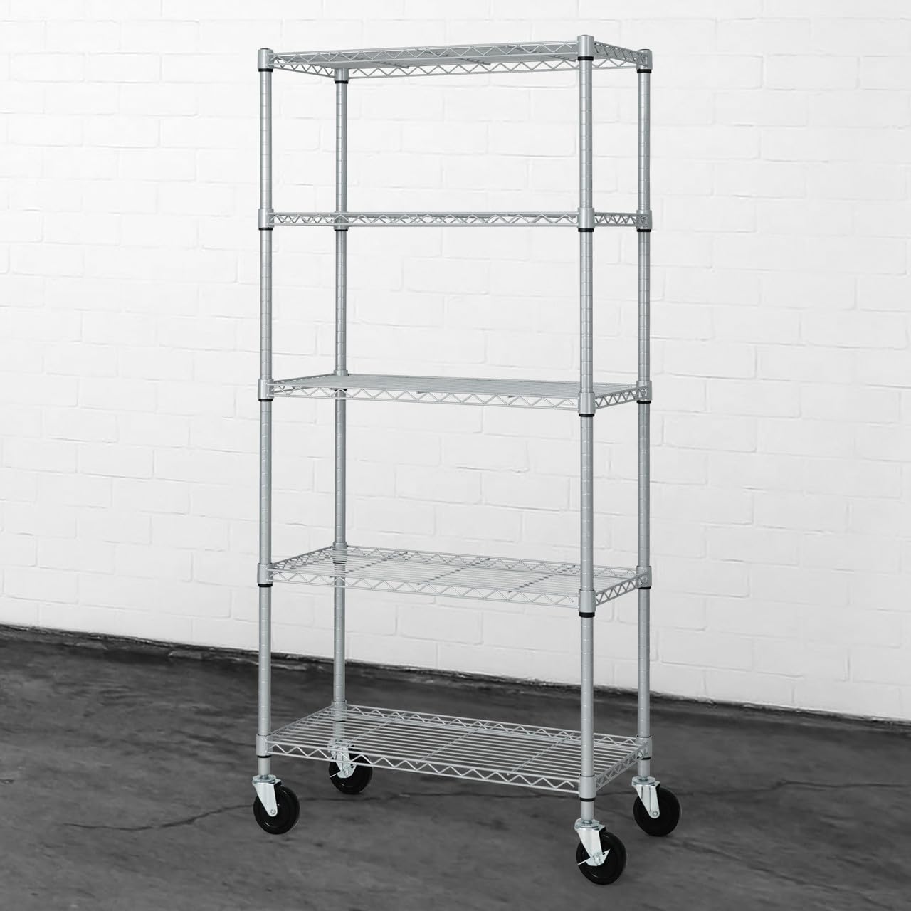 CAPHAUS Heavy Duty NSF Commercial Adjustable Shelves Wire Shelving w/Wheels & Feet, Kitchen Storage Metal Shelf, Garage Storage Shelving, Utility Wire Rack Storage Unit, Silver Grey 30 x 14, 5-Tier