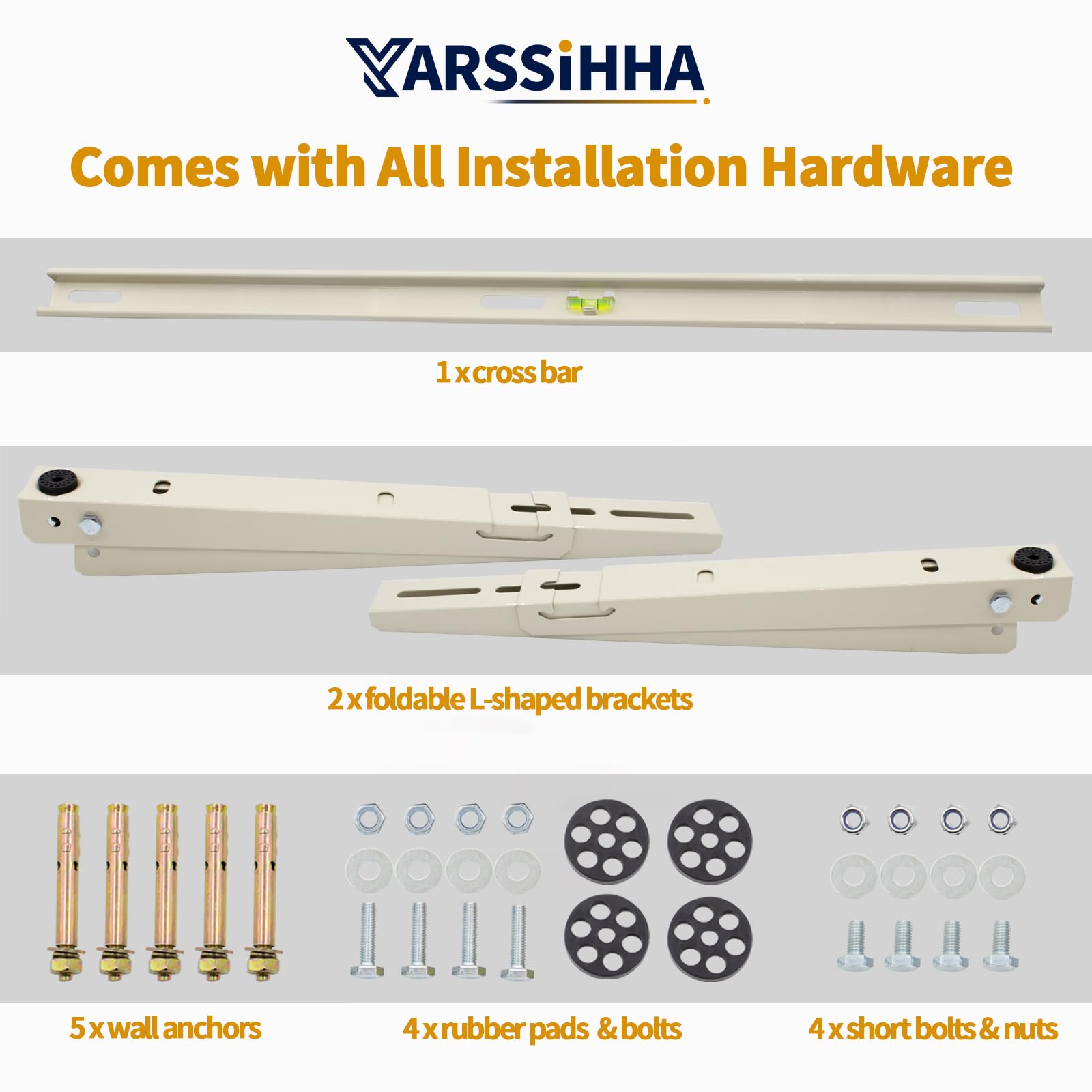 Yarssihha Mini Split Wall Mounting Bracket for Universal 7000-36000 BTU Ductless Air Conditioners Heat Pumps, Outdoor Heavy Duty Adjustable Wall Mount AC Bracket, Max Load: 400LBS