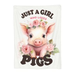 amepay Cute Garland Pig Blanket Gifts Just a Girl Who Loves Pigs Flowers Piggy Piglet Flannel Throw Blankets Soft Comfy Lightweight for Home Decor Couch Bed Sofa 60x50 Inches