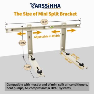 Yarssihha Mini Split Wall Mounting Bracket for Universal 7000-36000 BTU Ductless Air Conditioners Heat Pumps, Outdoor Heavy Duty Adjustable Wall Mount AC Bracket, Max Load: 400LBS