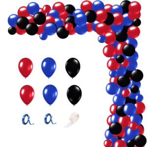 Navy Blue Red Black Balloon Garland Arch Kit，138 pcs Latex Royal Blue Red Black Latex Birthday Balloons for Spider hero theme birthday Baby Shower Graduation Party Decorations