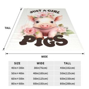 amepay Cute Garland Pig Blanket Gifts Just a Girl Who Loves Pigs Flowers Piggy Piglet Flannel Throw Blankets Soft Comfy Lightweight for Home Decor Couch Bed Sofa 60x50 Inches