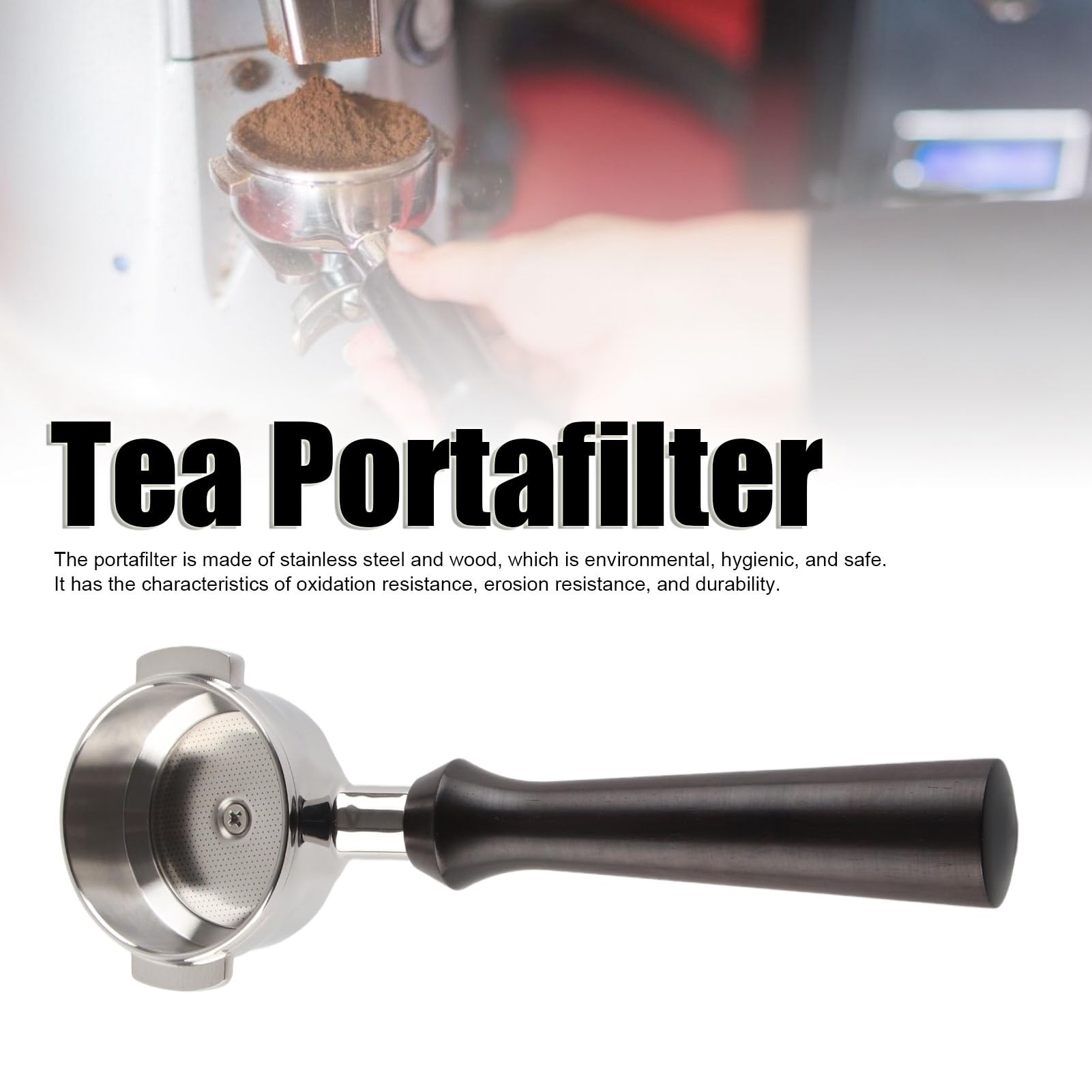 58mm Portafilter with wooden handle for milk tea and extracted tea drinks single head semi automatic brew Coffee machines (F Sandalwood)