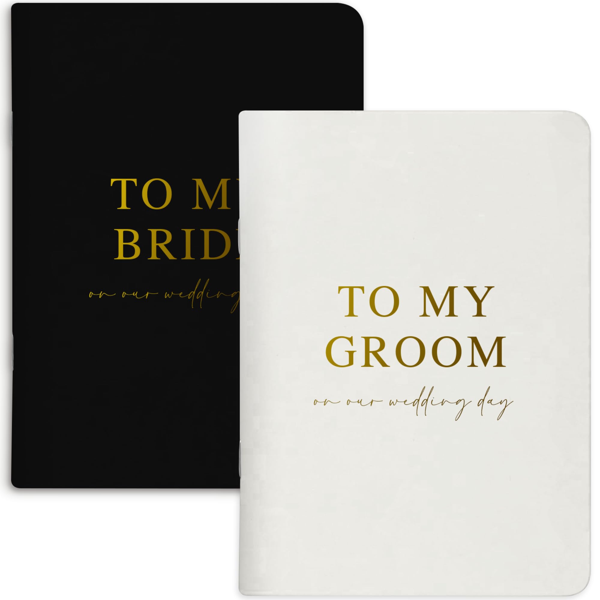 Wedding Vow Books His and Hers, Gold Foil Lettering & Keepsake Sleeve, Wedding Day Essentials, Beautiful His and Hers Gifts for The Bride and Groom (Black & White)