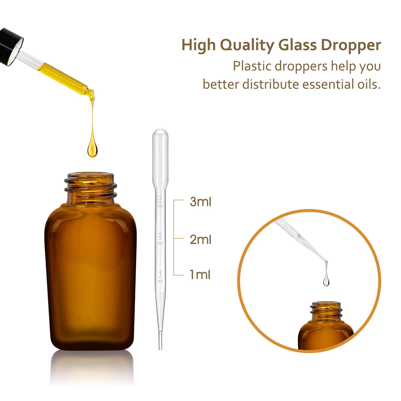 4Pack Dropper Bottles with Dropper 1.7 oz Glass Tincture Bottles with 1 Funnel & 4 Labels 50ml Thick Amber Leakproof Essential Oils Bottles Eye Dropper Bottles for Storage and Travel