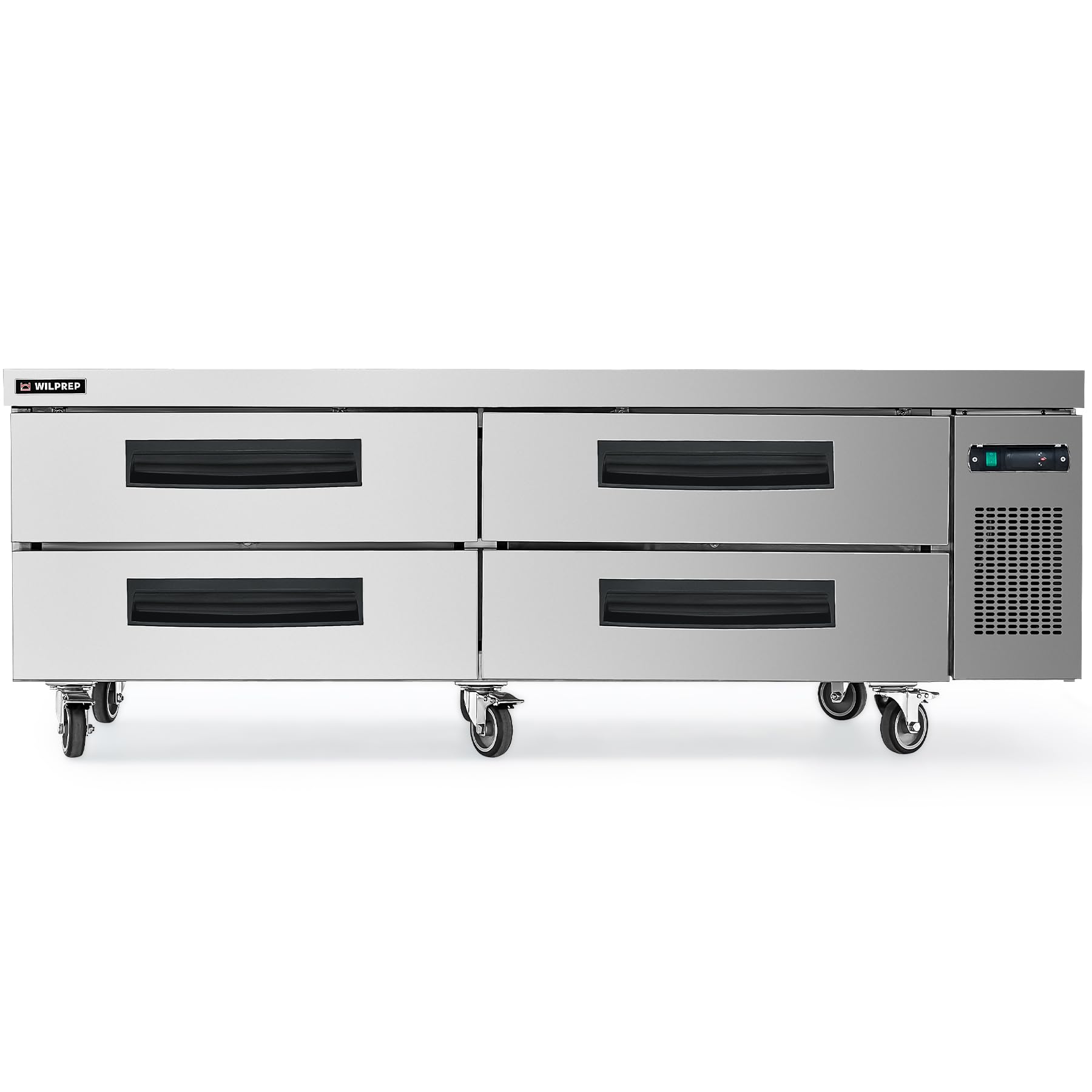 Wilprep Refrigerated Chef Base, 72" 4 Drawer Commercial Chef Base Refrigerator with 12 Stainless Steel GN Pans, Commercial Kitchen Equipment Stand Refrigerator