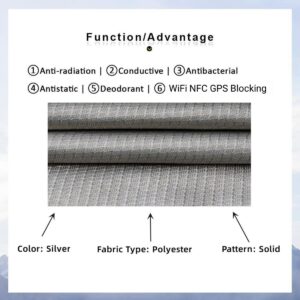 Faraday Fabric Nickel Copper Faraday Blocking Cloth 43.3"x59" Material Protection Fabric for DIY Faraday Cage, Box, Curtains