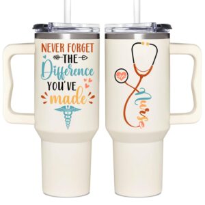 nurse gifts for women - nurses week gifts, nursing graduation gifts - mothers day gifts for nurses - birthday nursing gifts - christmas nurse practitioner gifts - new nurse 40oz tumbler with handle