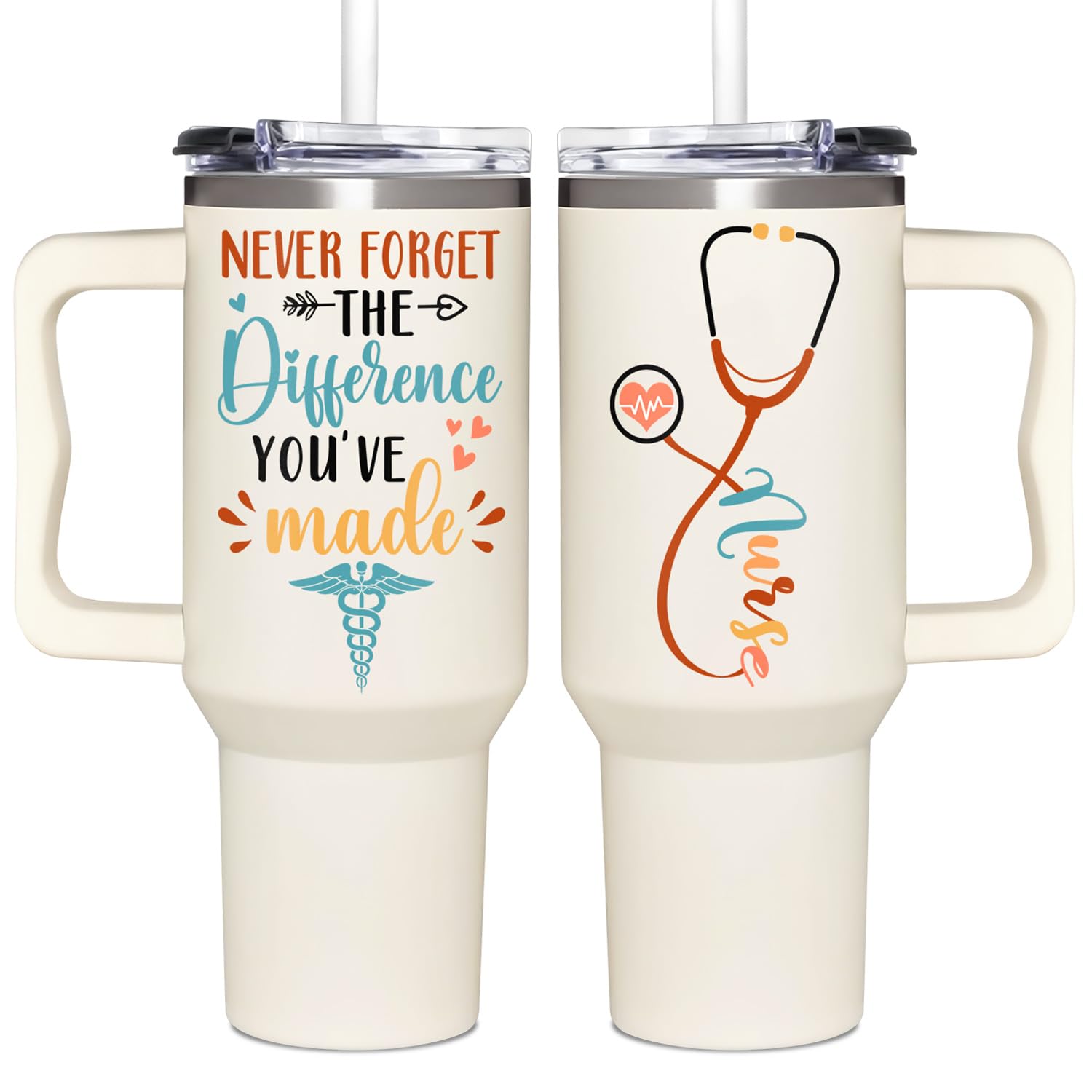 Nurse Gifts for Women - Nurses Week Gifts, Nursing Graduation Gifts - Mothers Day Gifts for Nurses - Birthday Nursing Gifts - Christmas Nurse Practitioner Gifts - New Nurse 40Oz Tumbler With Handle