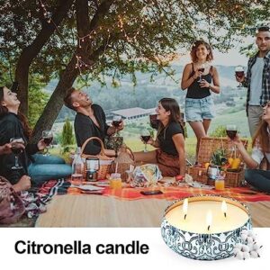 Citronella Candles Outdoor Large Candles 4 Pack 54oz in Total，3-Wick Burning for 300 Hours Suitable for Garden，Patio，Camping，Picnic and Barbecue in Summer