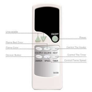 Replacement Remote Control for R.W.Flame Electric Fireplace RFH-6001LH RFH-7401LA RFH-7401LB RFH-10201LA RFH-10201LB RFH-10201LC