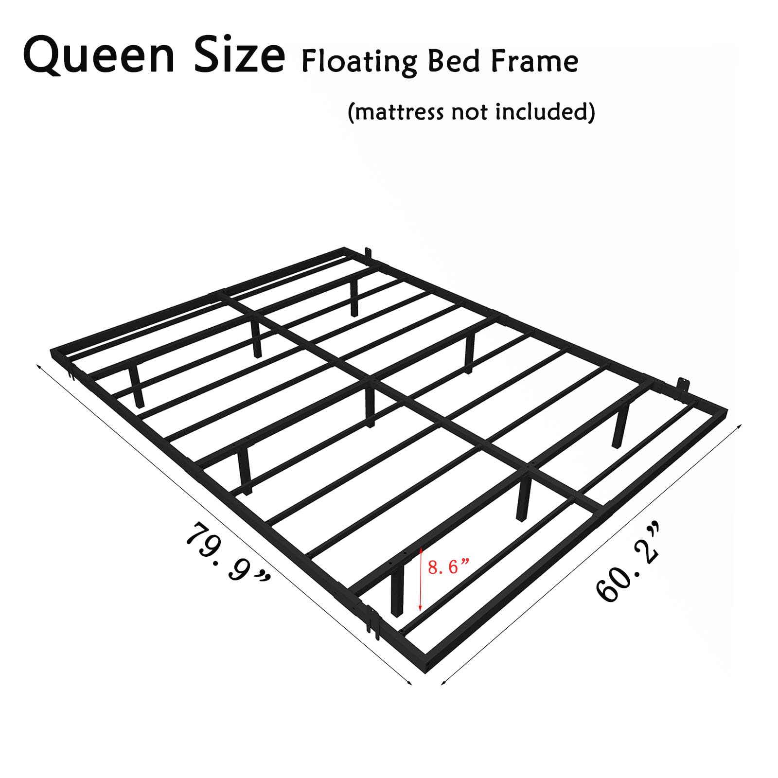 SAVOLIFE Floating Bed Frame Queen Size with LED Light, Metal Platform Bed Frame, No Box Spring Needed, Easy Assembly