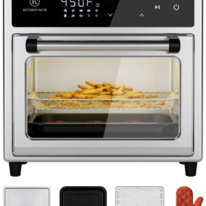 Air Fryer Toaster Oven Combo,10-in-1 12.6QT Compact Countertop Oven,9 Touch Screen Presets & 1 DIY Function,Easy Digital Controls,4 Accessories Included,Stainless Steel,Kitchen Elite