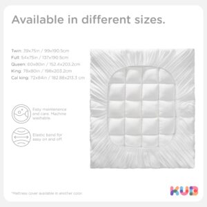 KUB Cotton Mattress Topper, Queen, Cooling Cotton Pillow Top with 8-21 Inch Deep Pocket, 3D Snow Down Alternative Fill, Breathable Fluffy Mattress Pad Cover (White, Queen 80 * 60inch)