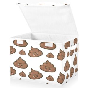 digtia cute poop storage bins with lids funny foldable storage basket with handles collapsible large fabric organizer containers for clothes shelves closet office home bedroom