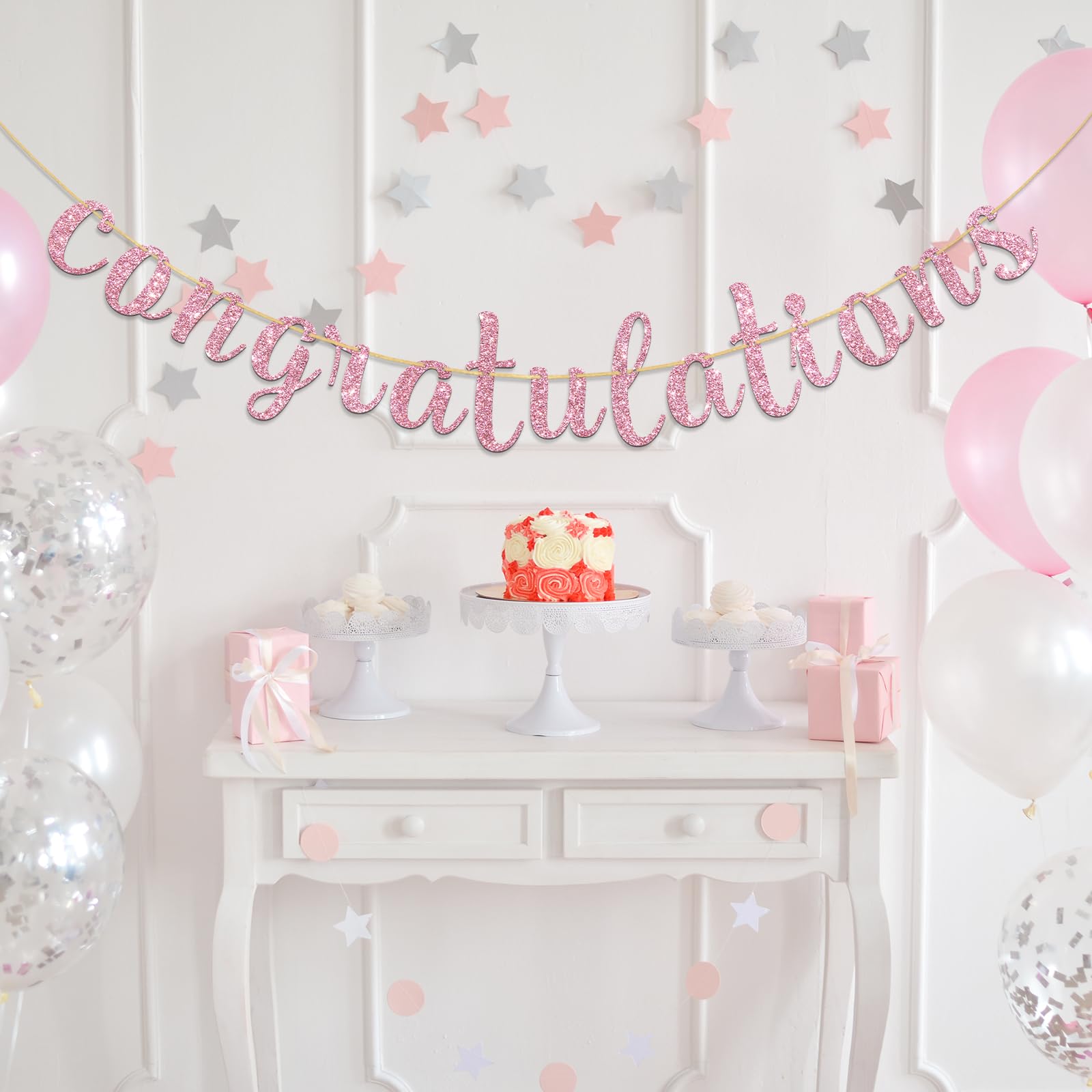 Dalaber Congratulations Banner,Congratulations Banner for Anniversary/Graduation,2024 Congratulations Graduation Party Decorations for College Graduation Party Decorations Supplies-Pink