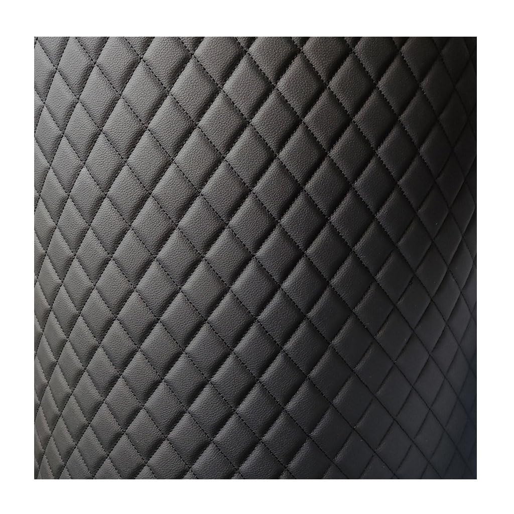 Quilted Faux Leather Vinyl PVC Leather Fabric Waterproof Faux Leather Fabric Quilted Leather Diamond Stitch Padded Cushion Linen Wadding Backing Upholstery 1.6x1m(Colour: Black 2) (Color : Black 2,