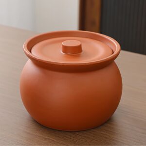 Generic Cute Mini Kitchen Clay Cooking Pot - Traditional Ceramic Pot with Lid for Healthy Cooking - Multipurpose Cooking Pot Use for Home Kitchen or Restaurant, 9cmx12cmx12cm, Brown