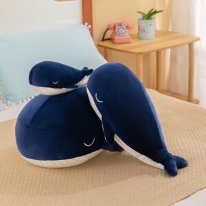 WANHIJO Gentle Whale Plush Toy Ultra Soft Cotton Sea Mammal Doll Cozy Companion for All Ages Children Best Birthday Gift Pillow (Blue 10inch)