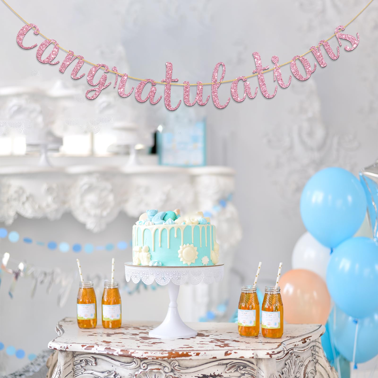 Dalaber Congratulations Banner,Congratulations Banner for Anniversary/Graduation,2024 Congratulations Graduation Party Decorations for College Graduation Party Decorations Supplies-Pink